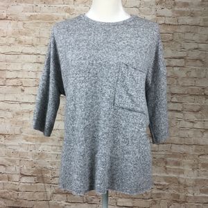 Womens Zara Trafaluc S gray sweater short sleeve